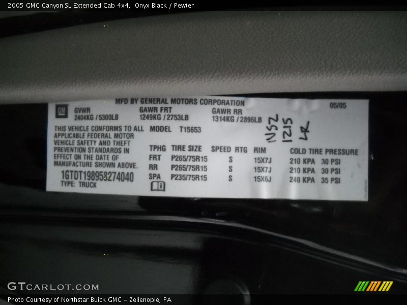 Onyx Black / Pewter 2005 GMC Canyon SL Extended Cab 4x4