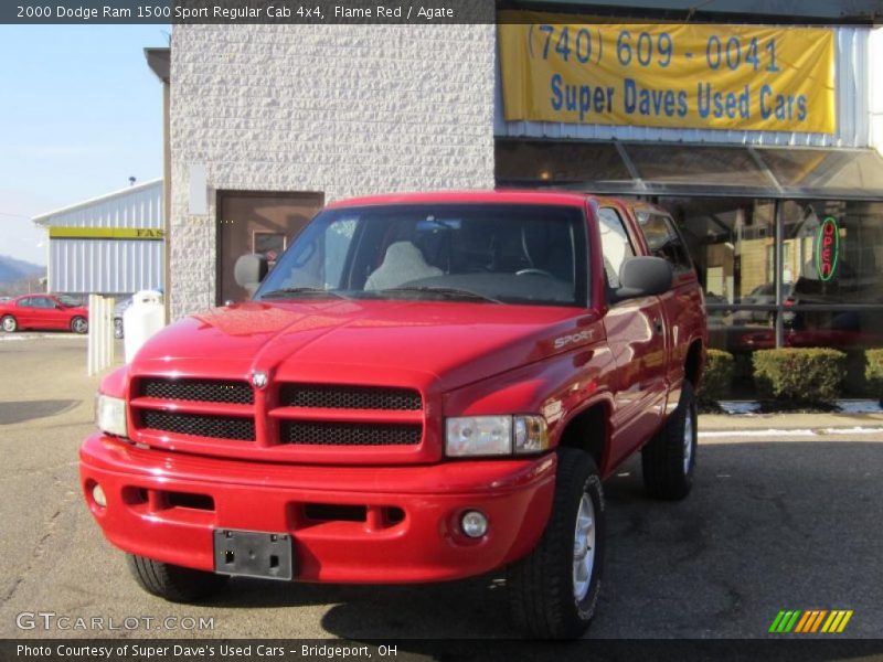 Flame Red / Agate 2000 Dodge Ram 1500 Sport Regular Cab 4x4