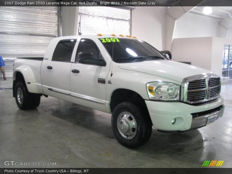 Bright White / Medium Slate Gray 2007 Dodge Ram 3500 Laramie Mega Cab 4x4 Dually