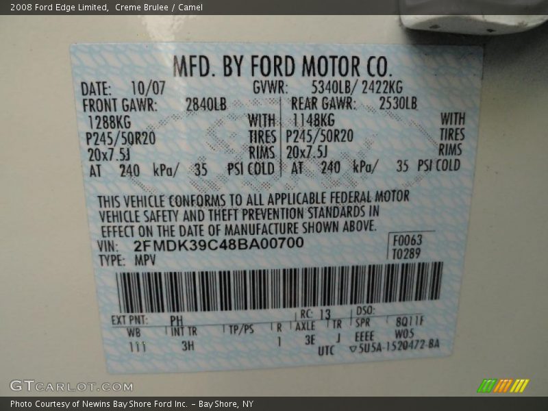 Creme Brulee / Camel 2008 Ford Edge Limited