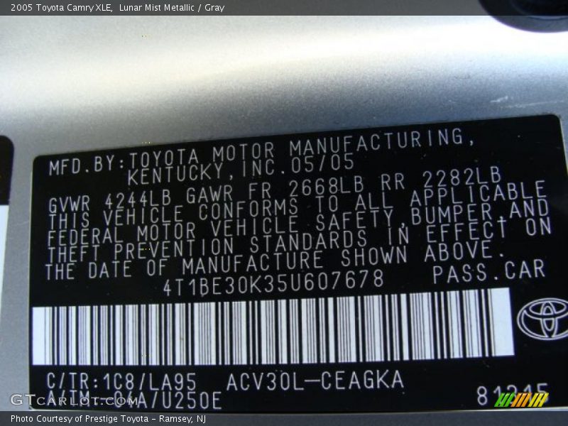 Lunar Mist Metallic / Gray 2005 Toyota Camry XLE