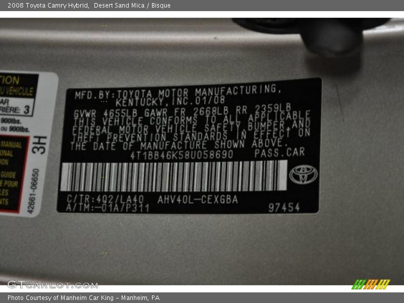 Desert Sand Mica / Bisque 2008 Toyota Camry Hybrid