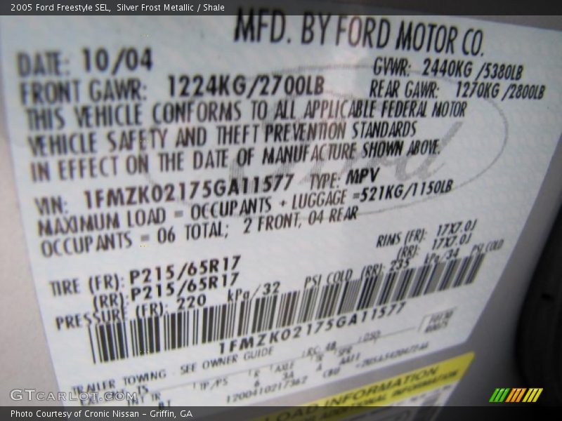 Silver Frost Metallic / Shale 2005 Ford Freestyle SEL