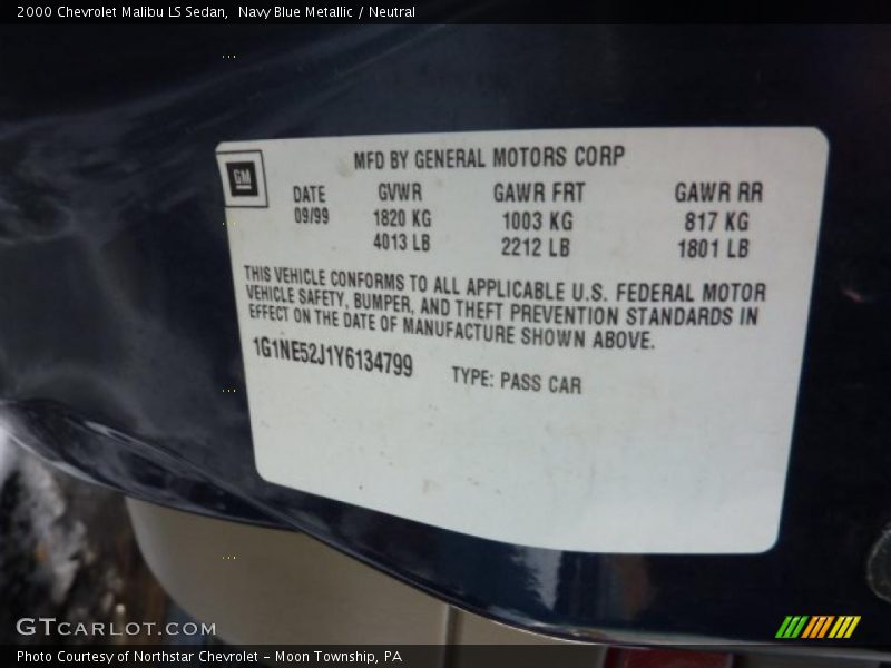 Navy Blue Metallic / Neutral 2000 Chevrolet Malibu LS Sedan
