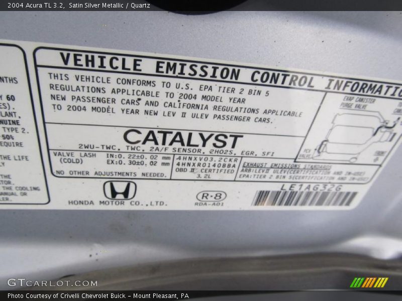 Satin Silver Metallic / Quartz 2004 Acura TL 3.2