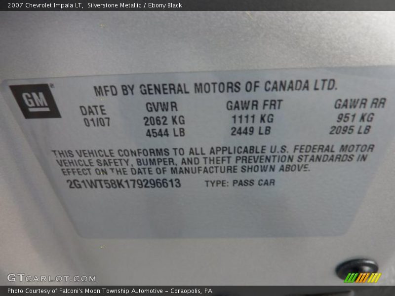 Silverstone Metallic / Ebony Black 2007 Chevrolet Impala LT