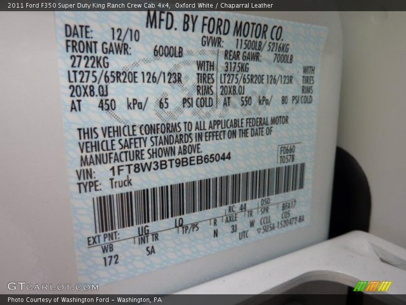 Oxford White / Chaparral Leather 2011 Ford F350 Super Duty King Ranch Crew Cab 4x4