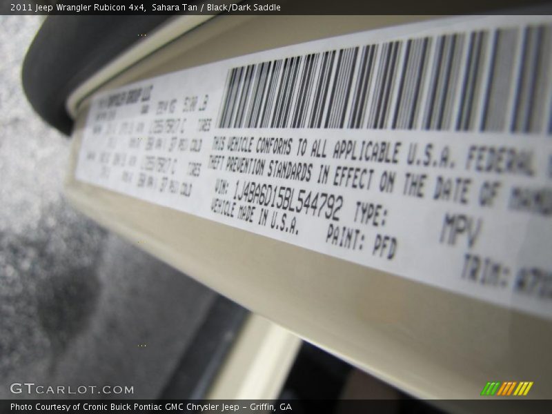 Sahara Tan / Black/Dark Saddle 2011 Jeep Wrangler Rubicon 4x4