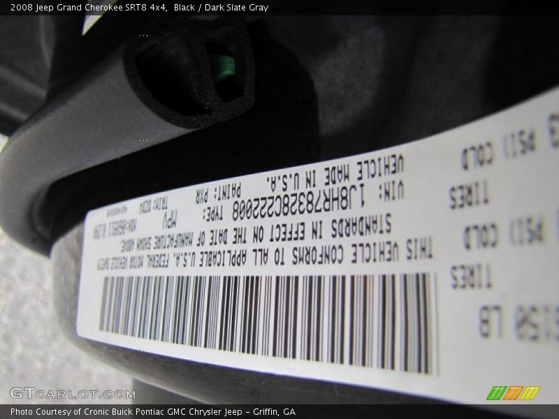 2008 Grand Cherokee SRT8 4x4 Black Color Code PXR