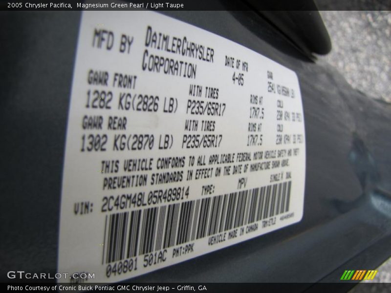 Magnesium Green Pearl / Light Taupe 2005 Chrysler Pacifica