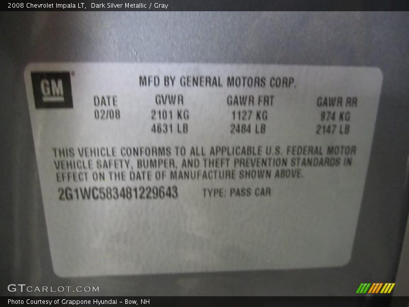 Dark Silver Metallic / Gray 2008 Chevrolet Impala LT