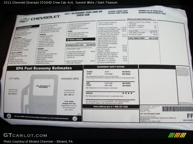  2011 Silverado 2500HD Crew Cab 4x4 Window Sticker