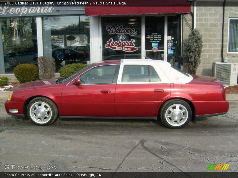Crimson Red Pearl / Neutral Shale Beige 2003 Cadillac DeVille Sedan