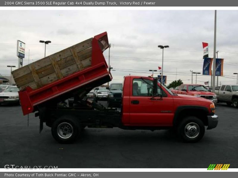 Victory Red / Pewter 2004 GMC Sierra 3500 SLE Regular Cab 4x4 Dually Dump Truck