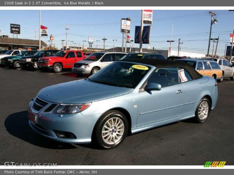 Ice Blue Metallic / Black 2008 Saab 9-3 2.0T Convertible