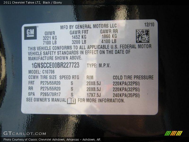 Black / Ebony 2011 Chevrolet Tahoe LTZ