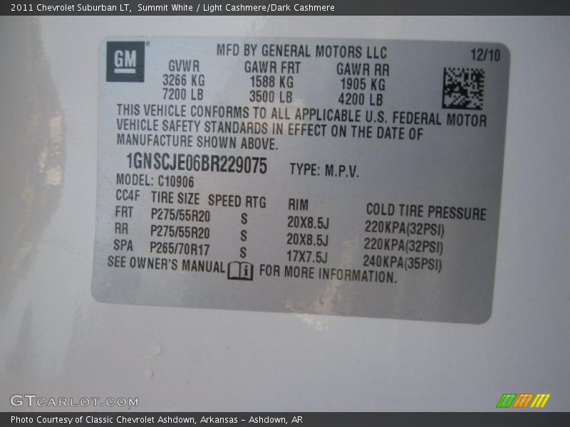 Summit White / Light Cashmere/Dark Cashmere 2011 Chevrolet Suburban LT