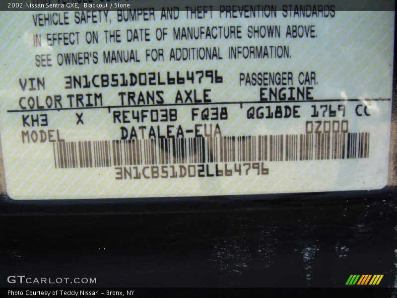 Blackout / Stone 2002 Nissan Sentra GXE