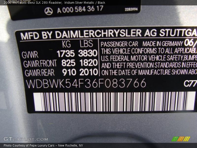 Iridium Silver Metallic / Black 2006 Mercedes-Benz SLK 280 Roadster