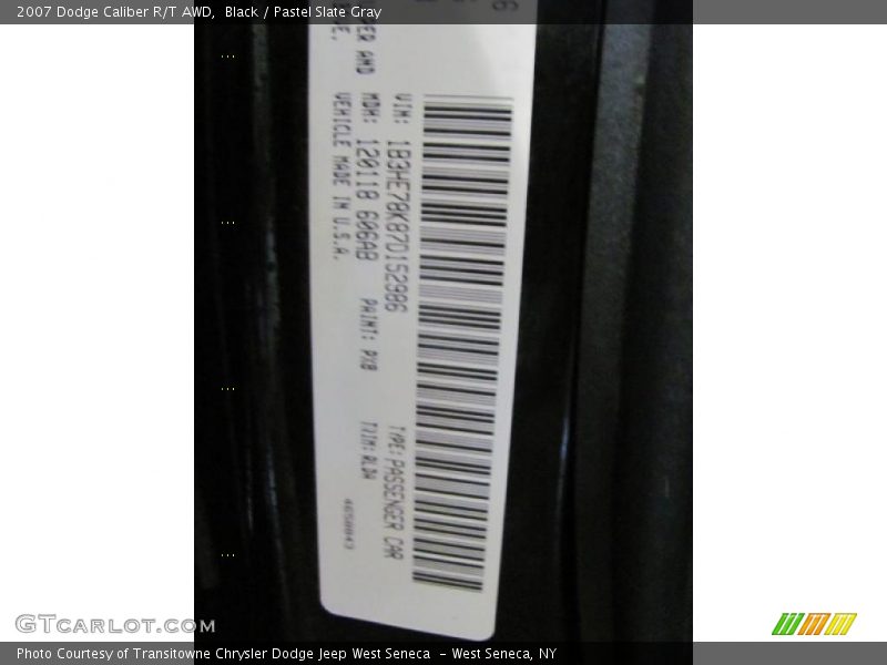Black / Pastel Slate Gray 2007 Dodge Caliber R/T AWD