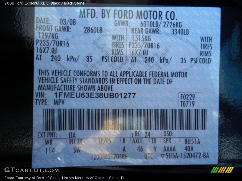 Black / Black/Stone 2008 Ford Explorer XLT