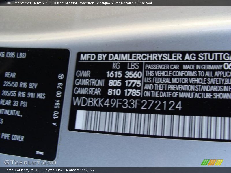 designo Silver Metallic / Charcoal 2003 Mercedes-Benz SLK 230 Kompressor Roadster