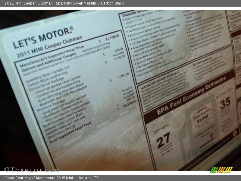 Sparkling Silver Metallic / Carbon Black 2011 Mini Cooper Clubman