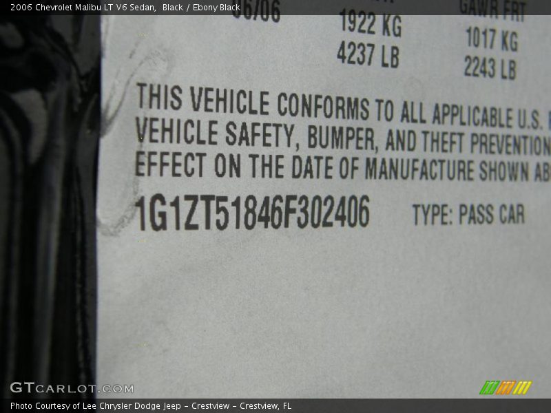 Black / Ebony Black 2006 Chevrolet Malibu LT V6 Sedan