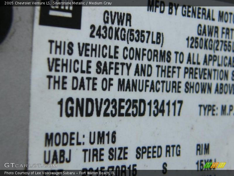Silverstone Metallic / Medium Gray 2005 Chevrolet Venture LS