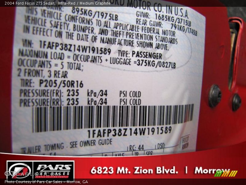 Infra-Red / Medium Graphite 2004 Ford Focus ZTS Sedan