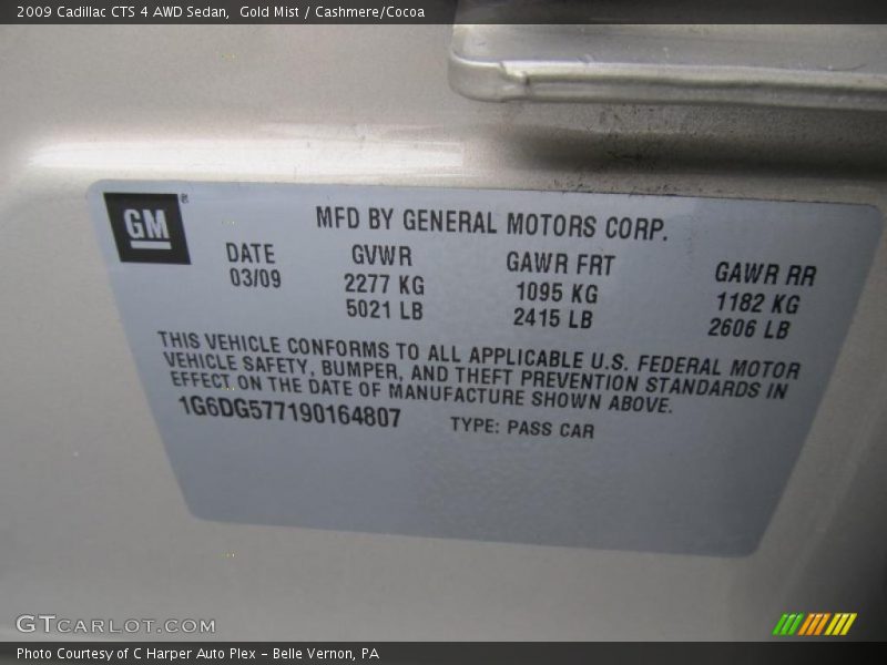 Gold Mist / Cashmere/Cocoa 2009 Cadillac CTS 4 AWD Sedan