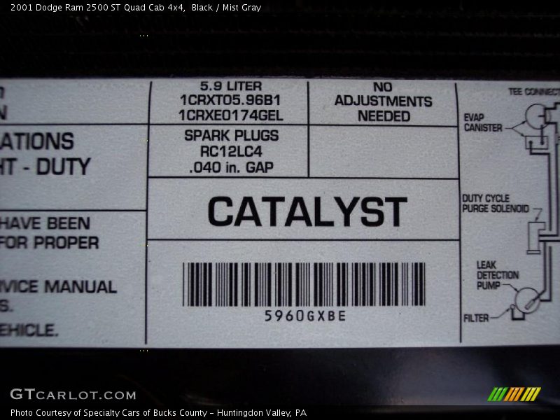 Black / Mist Gray 2001 Dodge Ram 2500 ST Quad Cab 4x4