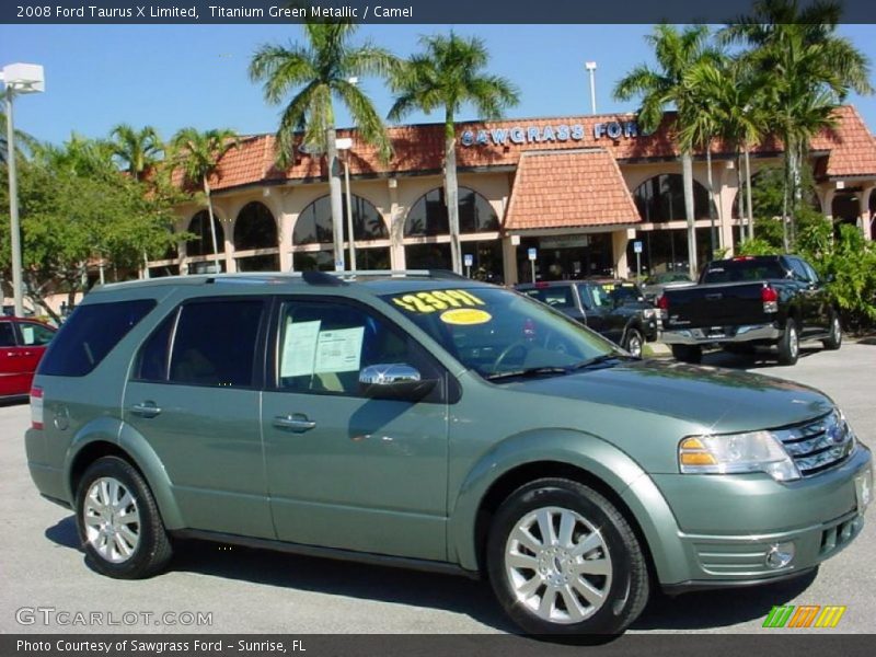 Titanium Green Metallic / Camel 2008 Ford Taurus X Limited