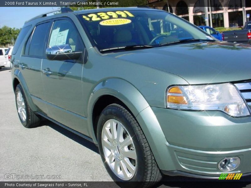 Titanium Green Metallic / Camel 2008 Ford Taurus X Limited