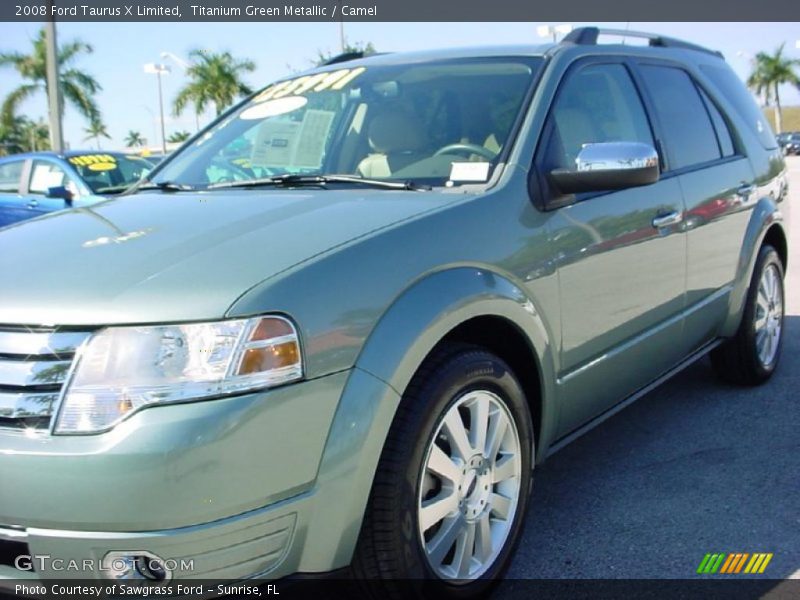 Titanium Green Metallic / Camel 2008 Ford Taurus X Limited