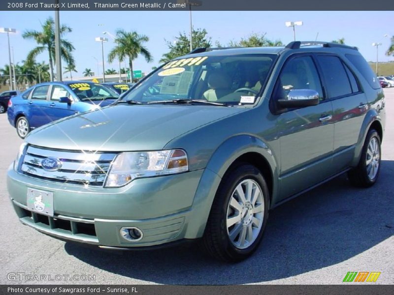 Titanium Green Metallic / Camel 2008 Ford Taurus X Limited