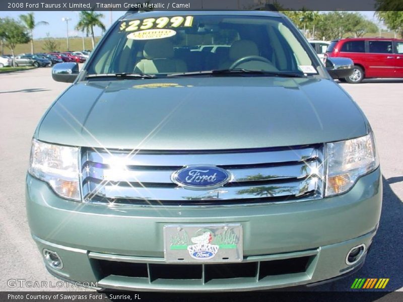 Titanium Green Metallic / Camel 2008 Ford Taurus X Limited