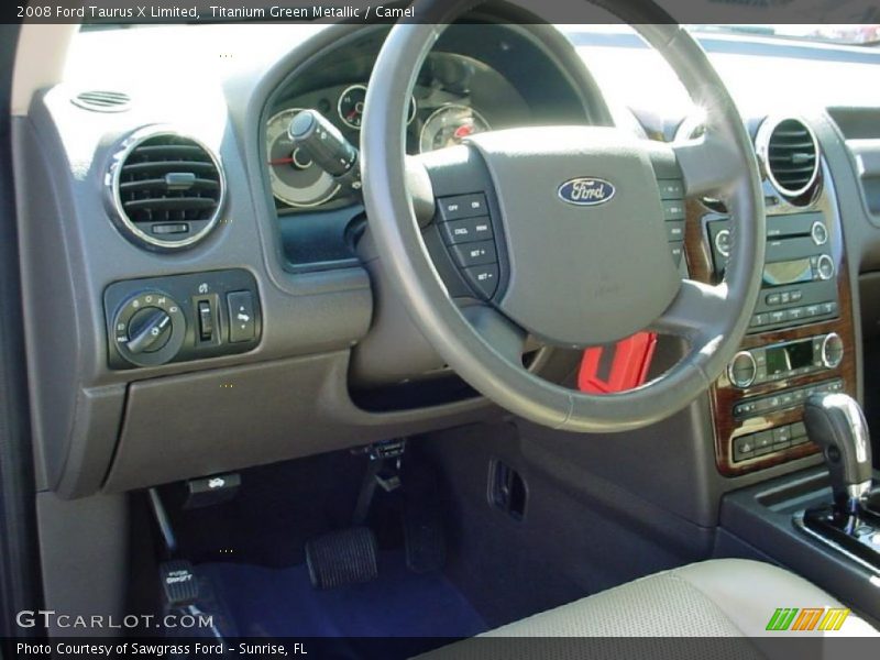 Titanium Green Metallic / Camel 2008 Ford Taurus X Limited