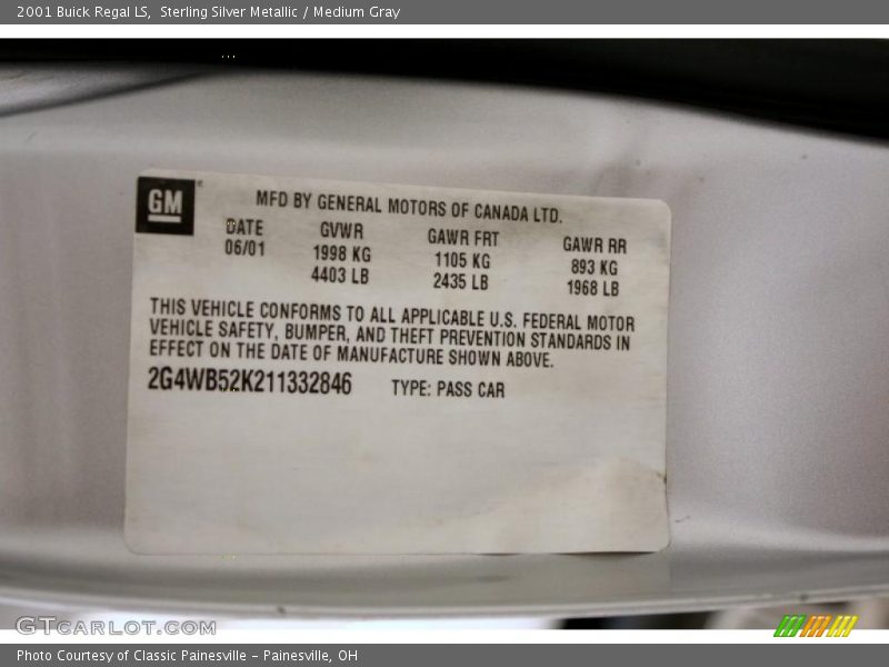 Sterling Silver Metallic / Medium Gray 2001 Buick Regal LS