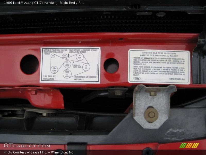 Info Tag of 1986 Mustang GT Convertible