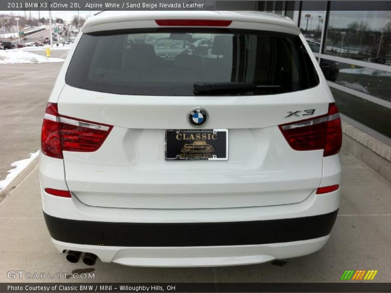 Alpine White / Sand Beige Nevada Leather 2011 BMW X3 xDrive 28i