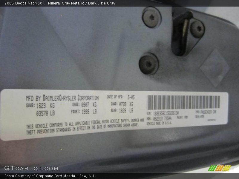 Mineral Gray Metallic / Dark Slate Gray 2005 Dodge Neon SXT