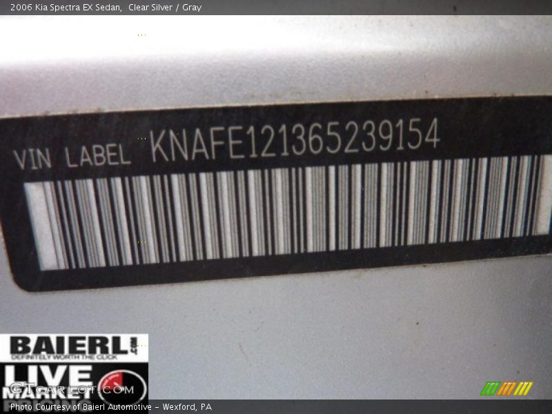 Clear Silver / Gray 2006 Kia Spectra EX Sedan