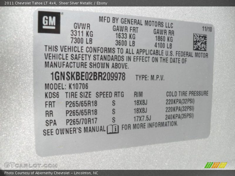 Sheer Silver Metallic / Ebony 2011 Chevrolet Tahoe LT 4x4
