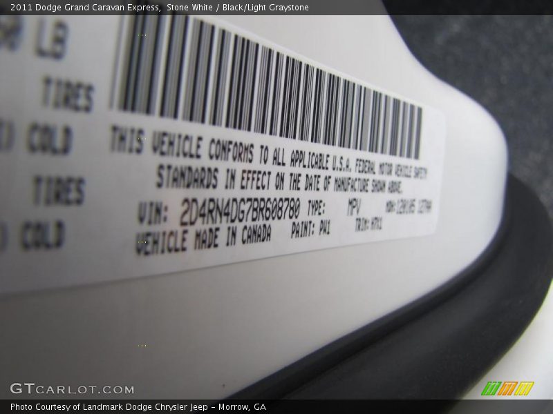 Stone White / Black/Light Graystone 2011 Dodge Grand Caravan Express
