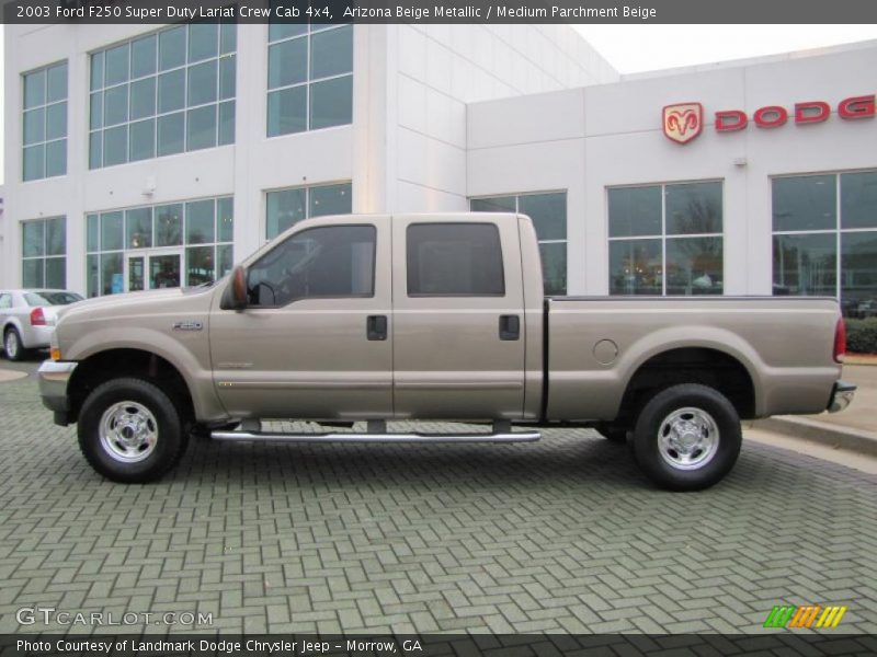 Arizona Beige Metallic / Medium Parchment Beige 2003 Ford F250 Super Duty Lariat Crew Cab 4x4