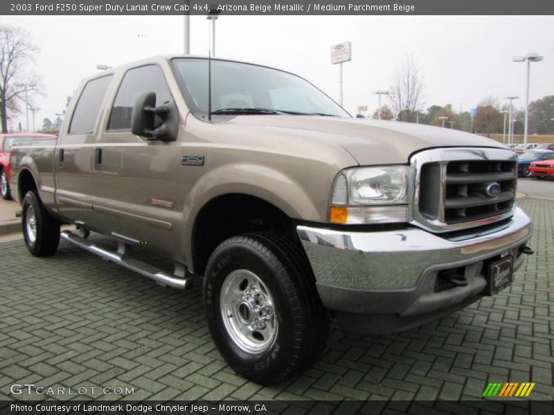 Arizona Beige Metallic / Medium Parchment Beige 2003 Ford F250 Super Duty Lariat Crew Cab 4x4