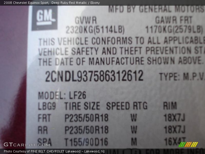 Deep Ruby Red Metallic / Ebony 2008 Chevrolet Equinox Sport