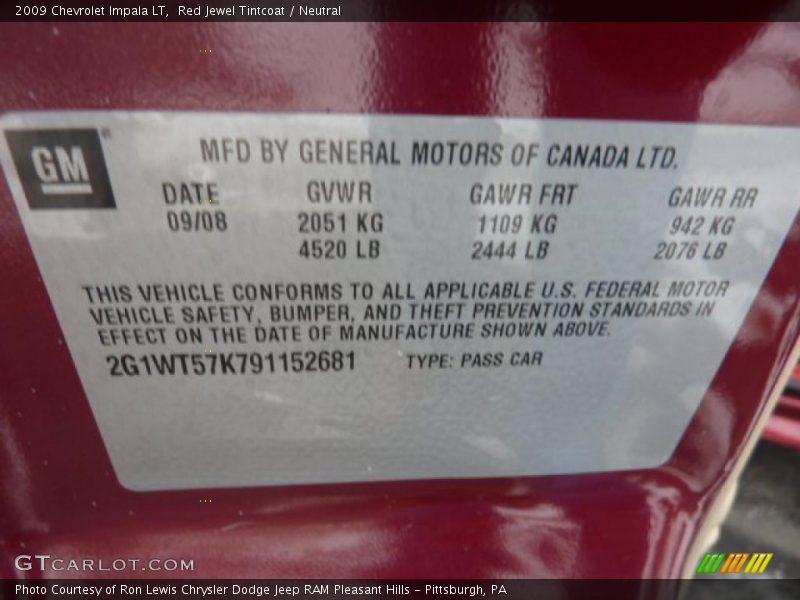 Red Jewel Tintcoat / Neutral 2009 Chevrolet Impala LT