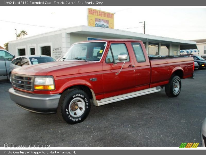 Electric Current Red Pearl / Grey 1992 Ford F150 Extended Cab